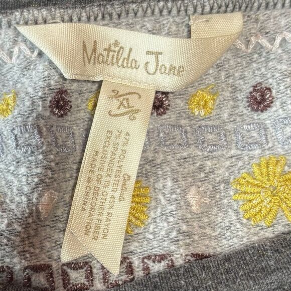 Matilda Jane Dress Women's Size XL Gray Floral Embroidered Knit Just Imagine - Picture 6 of 10